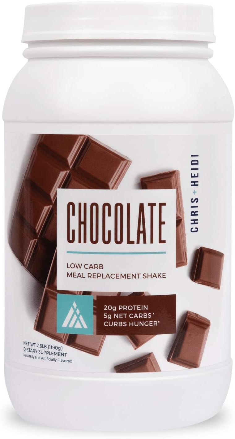 Chris + Heidi Low Carb Meal Replacement Shake Chocolate - Helps Curb Hunger, Promotes Weight Loss - 20g of Premium Protein, Daily Vitamin Blend - 28 Servings