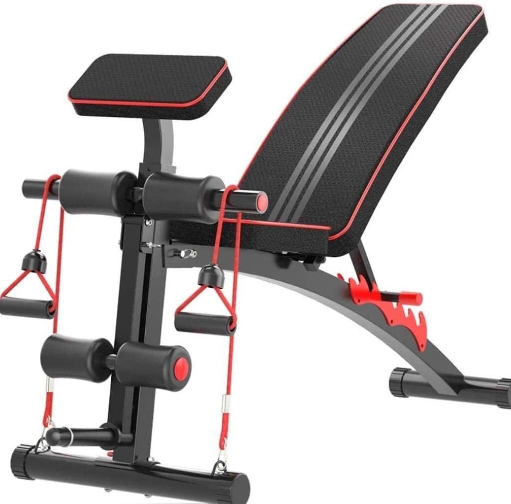 KWEE Exercise Bench Adjustable Foldable Compact Workout Weight Bench for Full Body Workout, Foldable Flat/Incline/Decline Sit-Up Bench Press for Home Gym,A