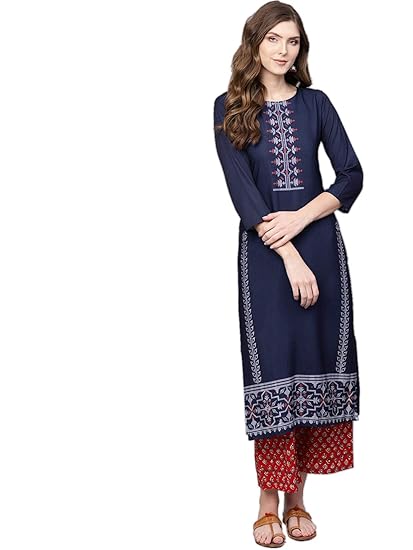 Crepe Digital Printed Kurti(VPK1743_Blue_Free Size)