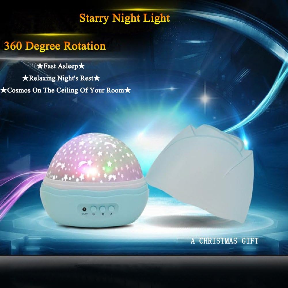 Starry Night Light, Baby Room Lamp 360 Degree Rotating Cosmos Starlight Projector for Children Kids Baby Bedroom