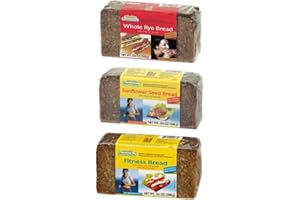 Mestemacher Natural High Fiber Bread Variety Pack – Fitness, Rye & Sunflower Seed – Whole Grain, Vegan, Non-GMO, Kosher – 17.6 oz Each (3-Pack)