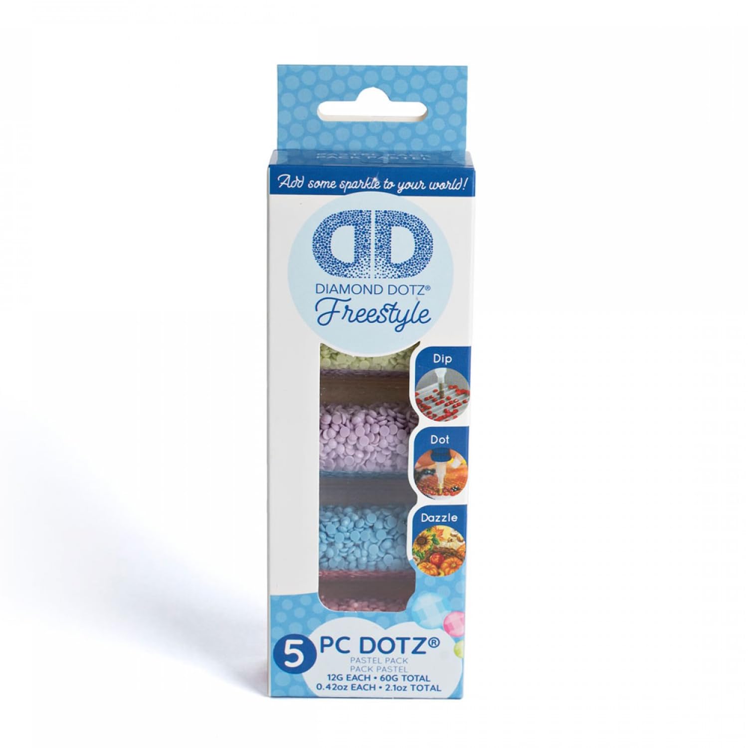 Diamond Dotz DDA-011 Freestyle, Round Stones in Pastel Colours, Set of 5, Sparkling Diamonds for Diamond Painting, for Customising and Decorating Accessories