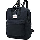 LuckyZ Small Cloth Backpacks Womens Casual Style Lightweight Canvas Backpack Book Bag Travel Daypack Handbag Purse, Black