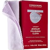 CONNOISSEURS - Extra Large Polishing Cloth - 14x14 Inches | Premium Edition - for Silver Jewelry - Ultrasoft Fabric with Anti-Tarnish Formula