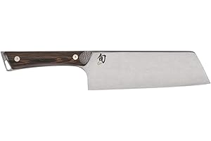 Shun Cutlery Kanso Asian Utility Knife 7", Narrow, Straight-Bladed Kitchen Knife Perfect for Precise Cuts, Ideal for Preparing Stir Fry, Handcrafted Japanese Knife,Silver