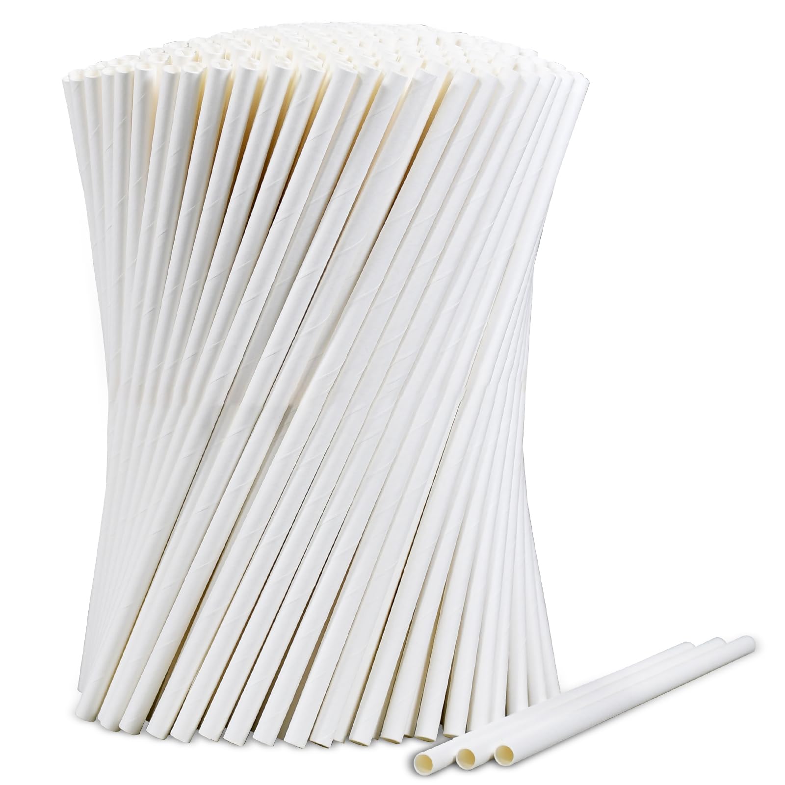 White Paper Straws 1000 Pack Bulk Pack - Disposable Drinking Straws 19.7 x 0.6 cm - for Party Wedding Drinks