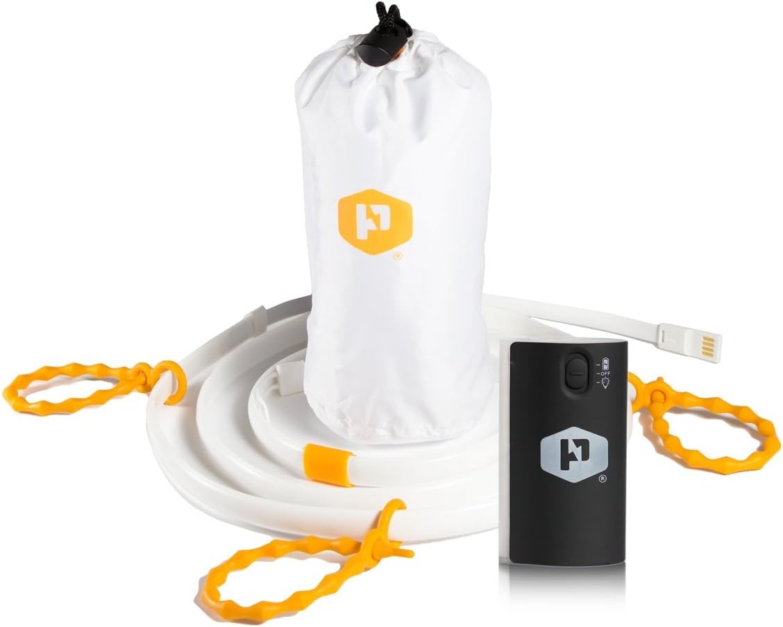 Luminoodle - Flexible Waterproof USB LED Strip/Lantern for Camping or Safety Light (5 Foot + Lithium 4400 Battery Pack)