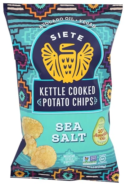 SIETE GRAIN FREE POTATO CHIPS | KETTLE COOKED | GLUTEN FREE CHIPS | VEGAN SNACKS | NON GMO | SEA SALT, (PACK OF 6)