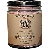 Black Cherry Whipped Body Butter has a nice aroma of sweet ripened black cherries. It is super moisturizing and hydrating with Shea Butter, Cocoa Butter, and skin-loving oils.