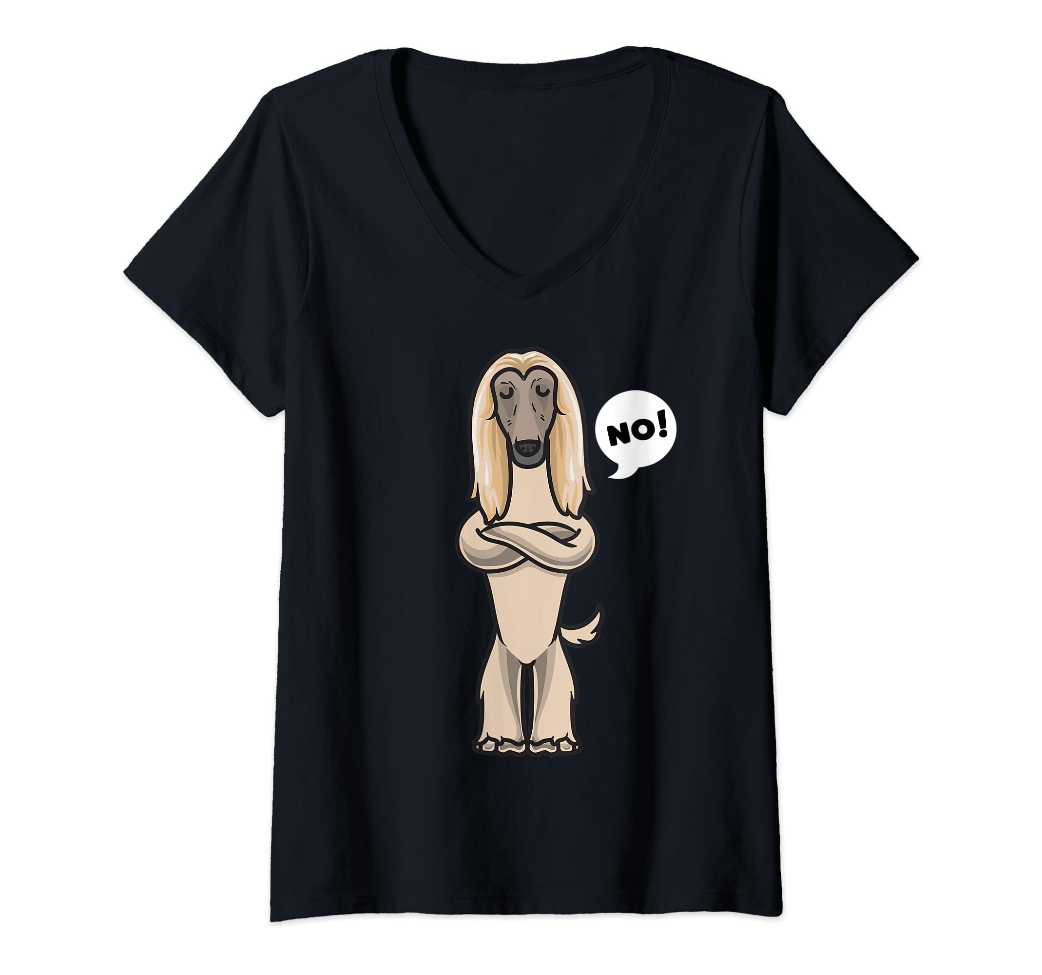 Womens Afghan Hound Funny Stubborn Dog V-Neck T-Shirt