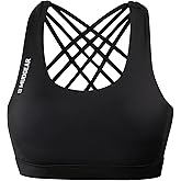 Women’s High-Impact Sports Bra, Sweat-Resistant with Hidden Pockets, Wireless Criss-Cross Strappy Back & Removable Pads