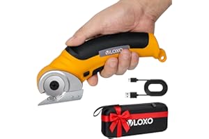 VLOXO Cordless Electric Scissors, AT001 Rotary Cutter for Fabric with Safety Lock, 4.2V Cardboard Cutter Multi-Cutting Tools,