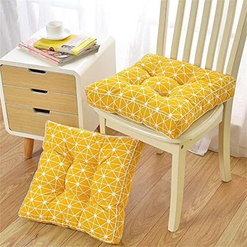 Mangogo Super Soft Birds Flowers Decorative 100% Cotton Canvas Square Colorful Cushion/Pads Yellow 16"x16"(40x40cm),2-pack