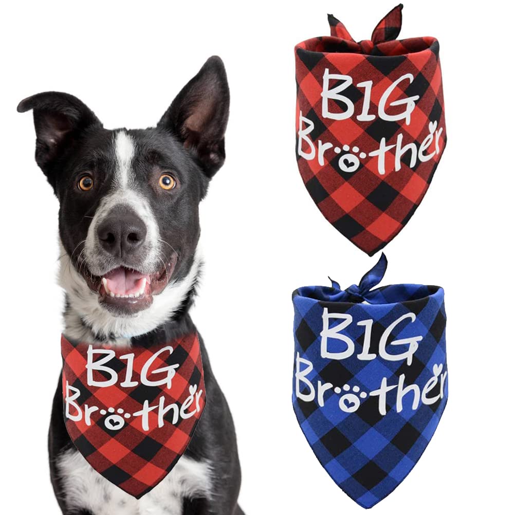 Busypaws Big Brother Dog Bandanas Plaid 3 Pack Reversible Triangle Bibs Pet Scarf Accessories