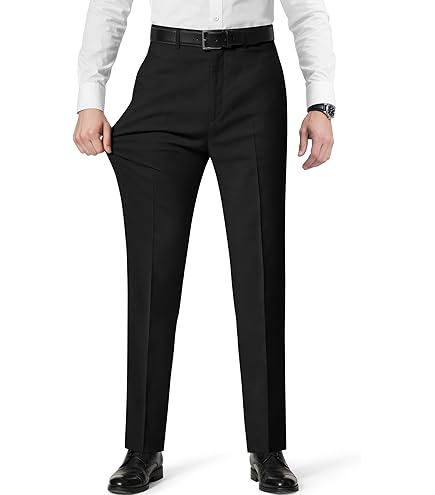 Men's Saggy Wide-Leg Suit Pants Pleat-Front Pant with Hidden