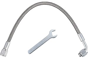 X AUTOHAUX 4AN Turbo Oil Feed Line 12" Turbo Feed Line Length Stainless Steel Braided AN4 90 Degree Straight Hose End Remote Turbocharger Oil Drain Return Line