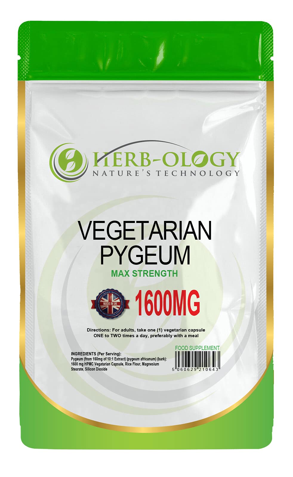 HB Pygeum | 60 High Strength Pygeum-Africanum Supplements - 1600mg Pygeum per Capsule | Prostate Supplements for Men | Non-GMO, Gluten & Allergen Free | Made in The UK