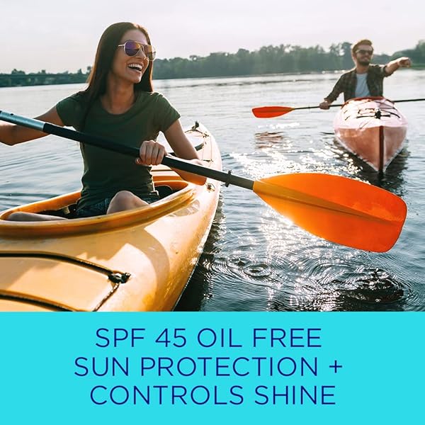 COPPERTONE OIL FREE + SHINE CONTROL SUNSCREEN FACE LOTION SPF 45, LIGHTWEIGHT SUNSCREEN FOR ALL SKIN TONES, WON’T CLOG PORES, FRAGRANCE FREE, 2.5 FL OZ TUBE
