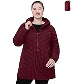 HHE Plus Size Packable Puffer Jacket,Women's 1X-6X Water-Resistant Lightweight Hooded Winter Coat (Exclusively for Plus Size)