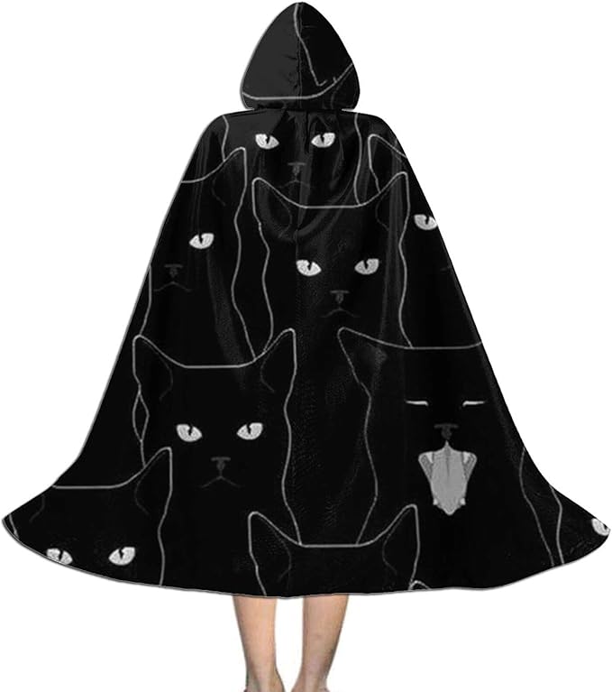 Black Cat Cloak Length Popular Hooded Cloak Christmas