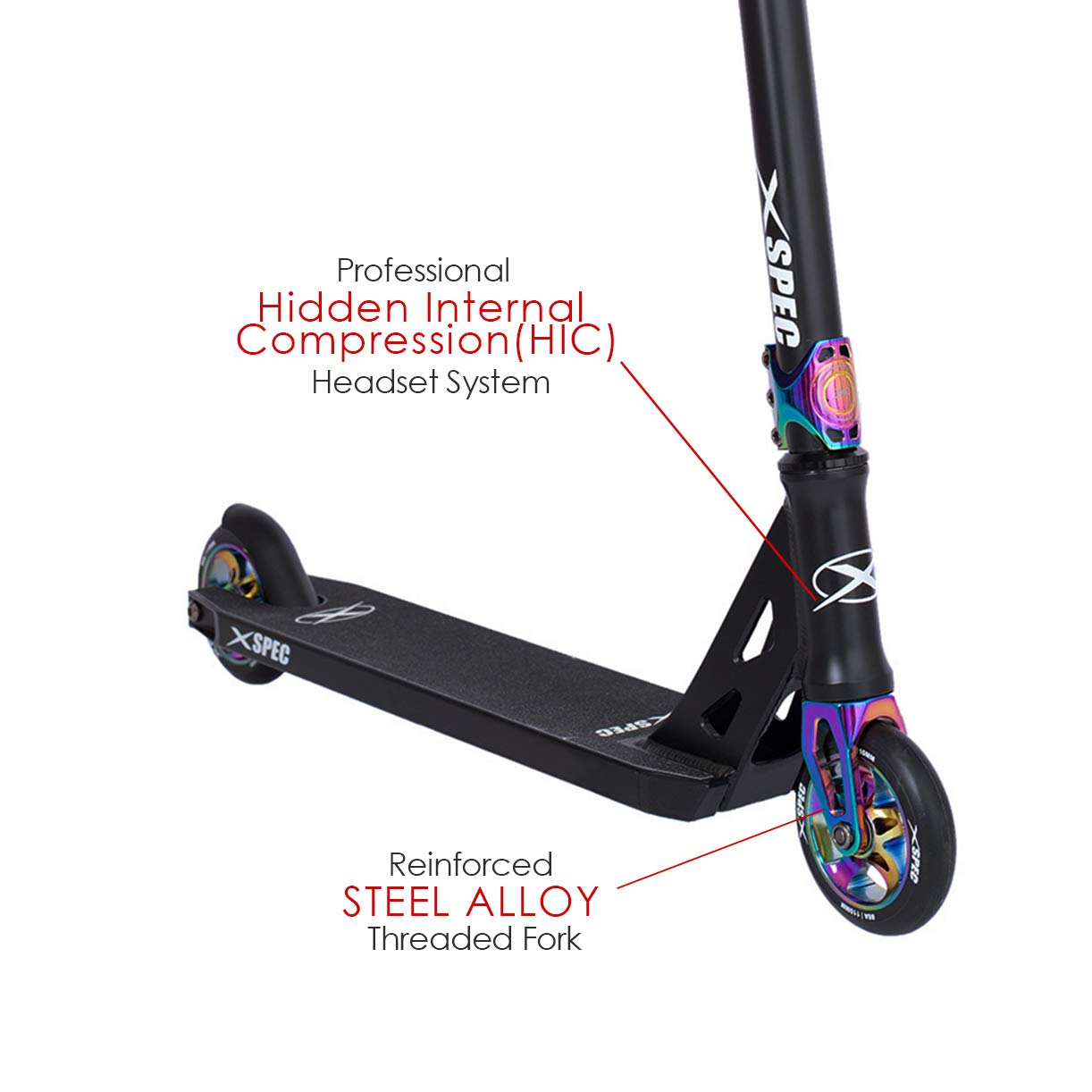 Xspec Complete Pro Stunt Kick Scooter with Freestyle BMX Handlebars, 110mm Wheels & ABEC7