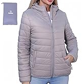 Women's Packable Winter Puffer Coat | Lightweight Quilted Jacket with Hood | Full Zip Travel Outerwear