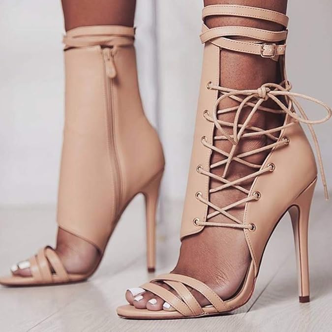 retro hollow out bandage stiletto pumps