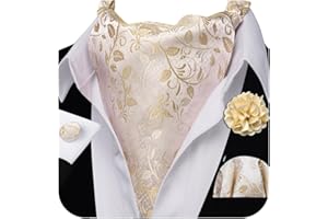 Ailisus Cravat Tie and Lapel Pin Set Mens Solid Color Paisley Ascot Silk Handkerchief Cufflinks Wedding