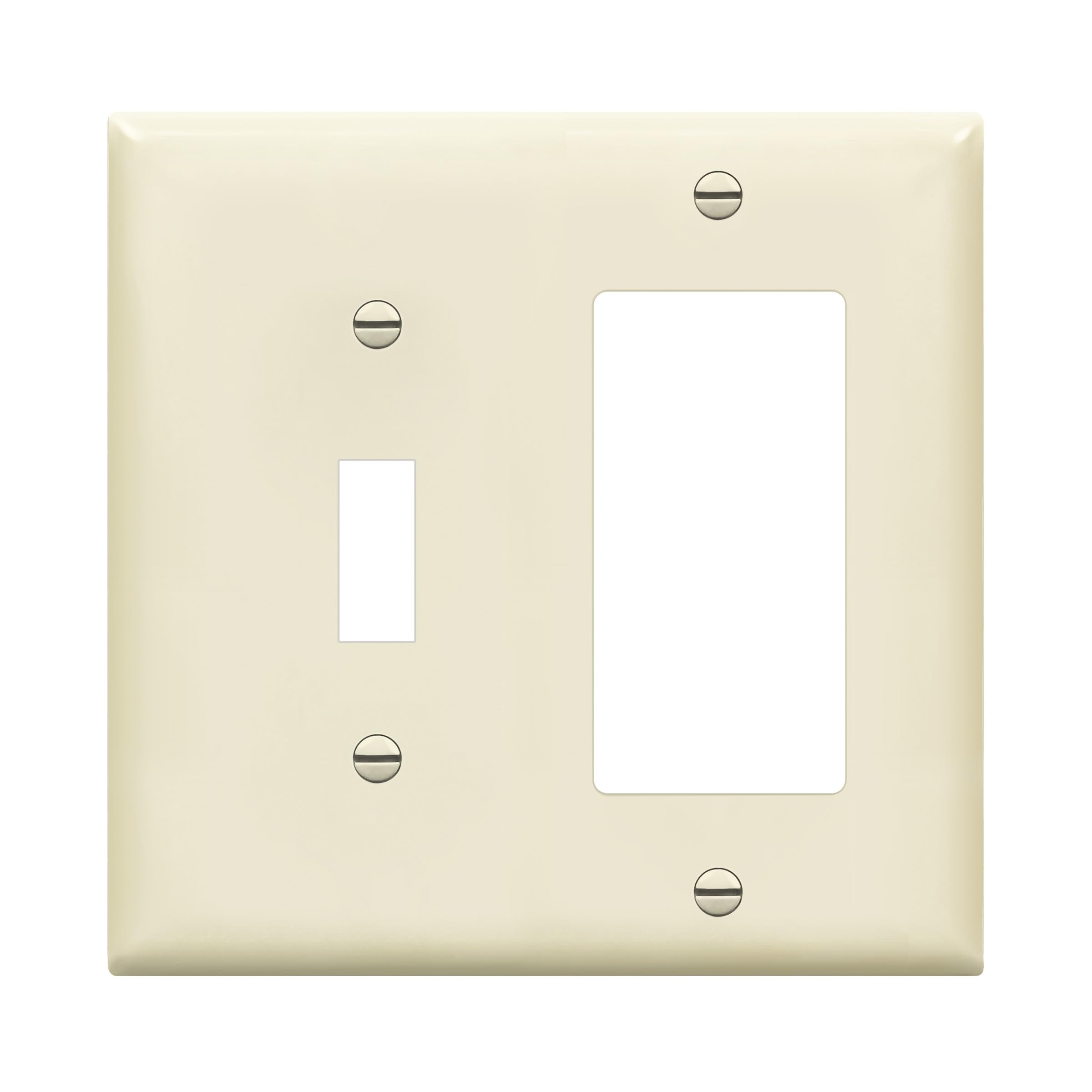 Photo 1 of ENERLITES Combination Toggle Switch/Decorator Switch Wall Plate, Size 2-Gang 4.50" x 4.57", Polycarbonate Thermoplastic, 881131-LA, Light Almond