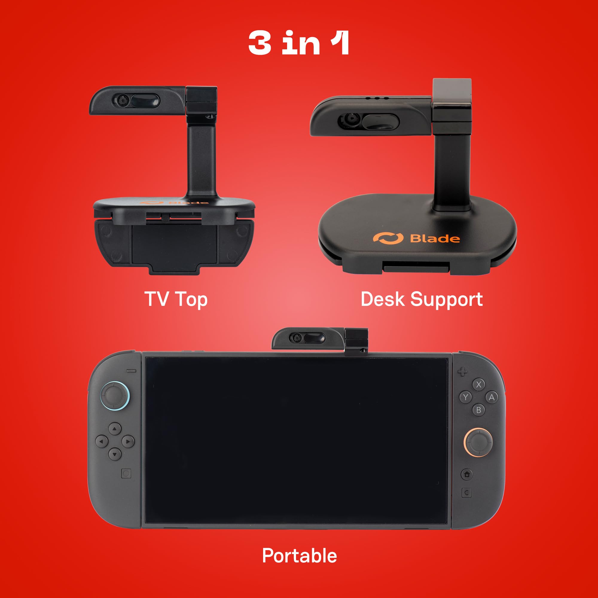 Blade – Mini-Kamera 1080p für Nintendo Switch 2, 3-in-1, tragbar, für Desktop und Fernseher, inklusive Ständer, FullHD, Sichtschutzabdeckung, kompakt und funktional, 30 fps 2