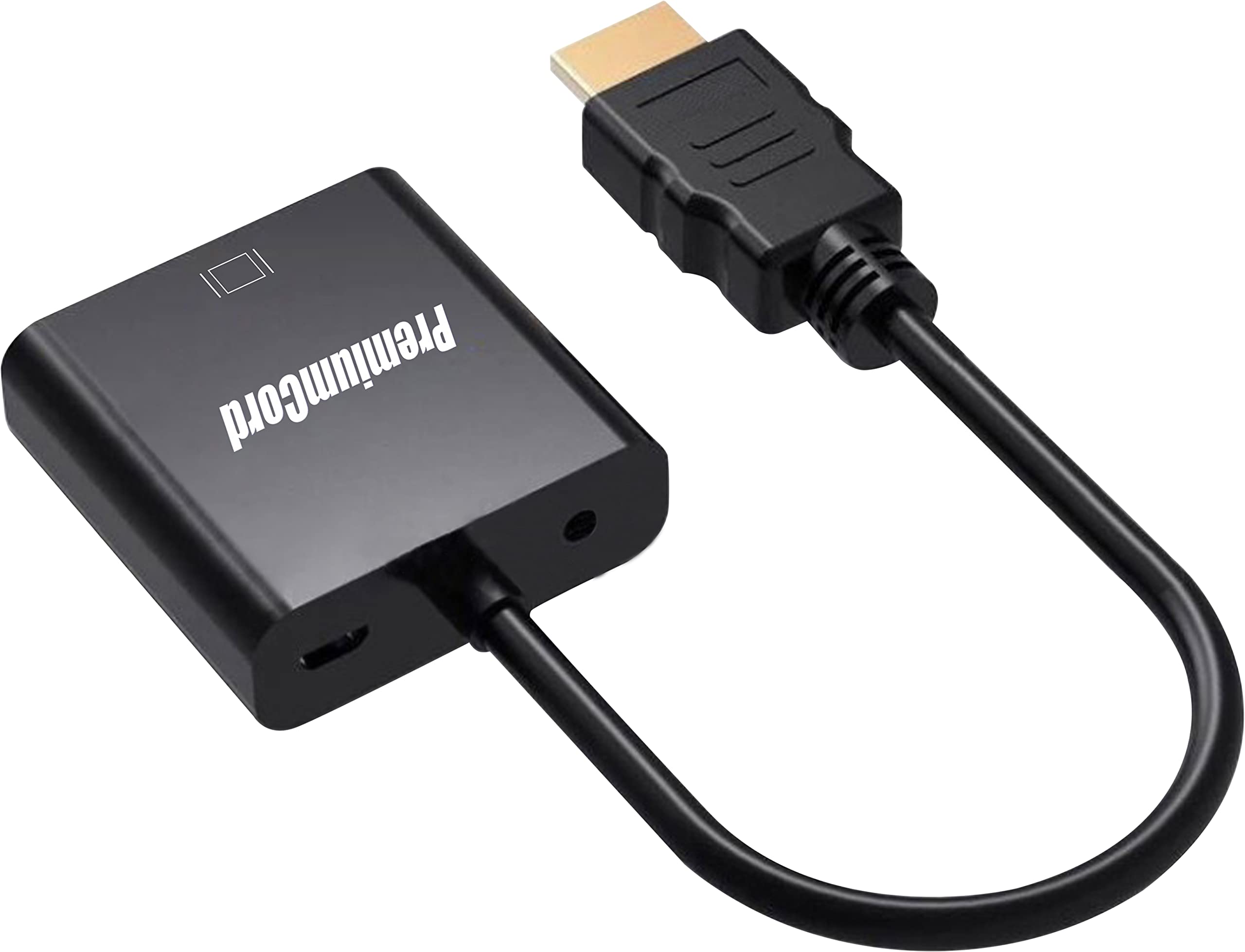PremiumCord HDMI to VGA Converter with 3.5mm Stereo Jack Audio with Audio Cable, HDMI 1.3, HDCP 1.2, Supports Full HD 1080p, Gold Plated Connectors