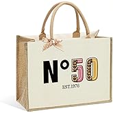 CHQIUCR Jute Canvas Tote Bag for Women - 40th 50th 55th 60th 65th 70th 75th 80th Birthday, Mother's Day, Christmas Gift