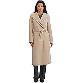 TAHARI Women's Slim Fit Double-Faced Wool Blend Wrap Coat with Tie Belt – Longline Silhouette, Oatmeal, Medium