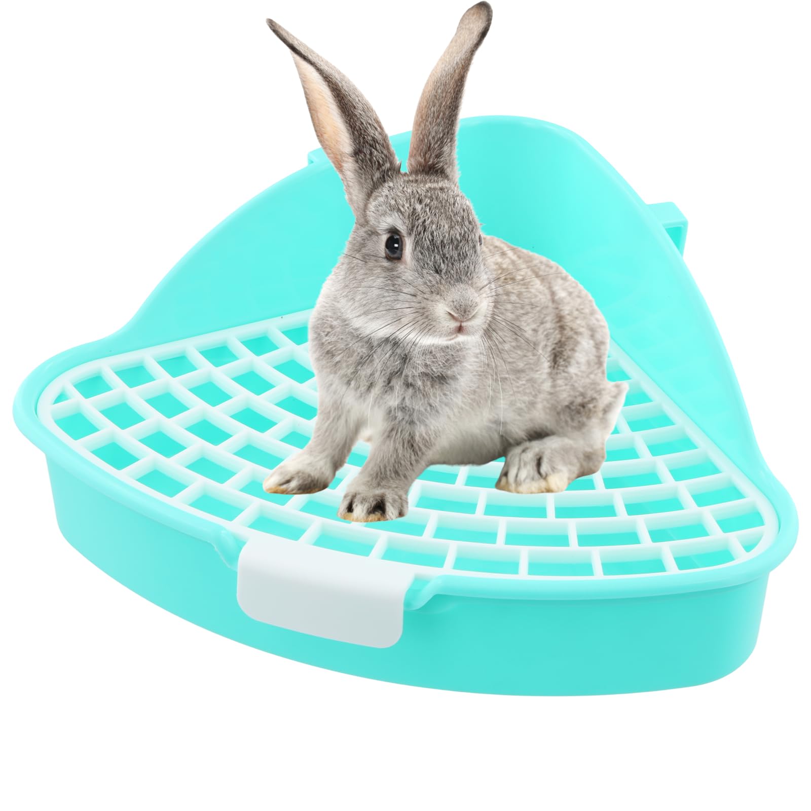 Rabbit Litter Box Corner, Small Rabbit Litter Tray for Cage, Small Animal Triangle Toilet Potty Trainer, Bunny Corner Bedding Litter Box for Guinea Pig, Ferret, Hamster, Chinchilla, Squirrel (Blue)