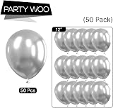 PartyWoo 50pcs Silver Balloons 12in Latex Wedding Birthday Party Decorations view 7