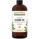 Banyan Botanicals Sesame Oil – Organic & Unrefined Ayurvedic Oil for Skin, Hair, Oil Pulling & More – Multiple Sizes – 16oz. – Non GMO Sustainably Sourced Vegan