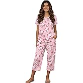 GWDDCMGYH Pajama Sets for Women Short Sleeve Crew Neck Tops with Pants Sleepwear Soft Two Piece Lounge Set with Pockets