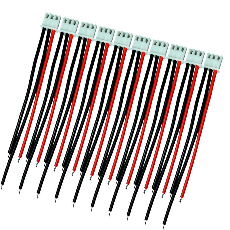 LinsyRC 10PCS 2S 3Pins Balance Cable Extension JST-XH Balance Connector Plug Adapter Lead with 15CM 22AWG Silicone Wire (2S) β image 1