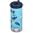 Klean Kanteen TKWide Insulated Water Bottle with Twist Cap - Reusable Travel Water Bottle with Stainless Steel Straw - Perfect for Sports & the Office - Surfer, 12 oz