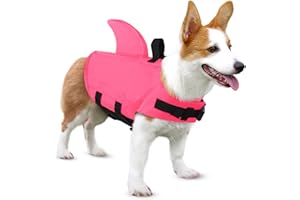 SUNFURA Dog Shark Life Jacket, Adjustable Dog Life Vests for Swimming, Ripstop Dog Lifesaver Puppy Life Jackets with High Flotation, Pet Life Preserver Swimsuits for Small Medium Dogs, Pink S