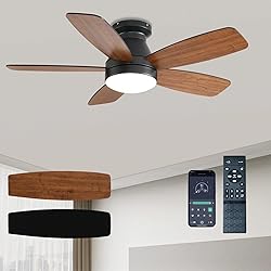 JSAITEE Ceiling Fans with Lights, 42 Inch Low