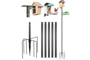 TLEYTOA Smart Bird Feeder Pole Stand - 92 Inch Birdhouse Pole Heavy Duty Mounting Kits with 7 Prolong Base for Outdoor Adjustable Bird Feeding Station for WildBird Watching