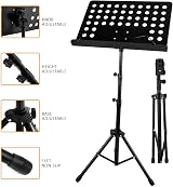 Crystals Height Adjustable Foldable Music Book Stand Tripod with Mic Holder view 3