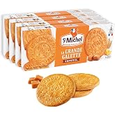 St Michel Caramel Grandes Galettes Butter Cookies Biscuits 5.29oz, Made In France, Pack of 4 Non-GMO total of 36 Butter Cookies