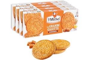 St Michel Caramel Grandes Galettes Butter Cookies Biscuits 5.29oz, Made In France, Pack of 4 Non-GMO total of 36 Butter Cookies