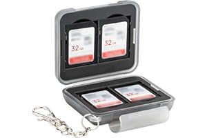 PROfezzion SD Card Holder Case Water-Resistant: Portable 12 Slots Memory Card Case for 8 Micro SD Card & 4 SD/SDXC/SDHC Card, Memory Card Hard Carrying Box Keeper Protector with Rubber Interior Grey