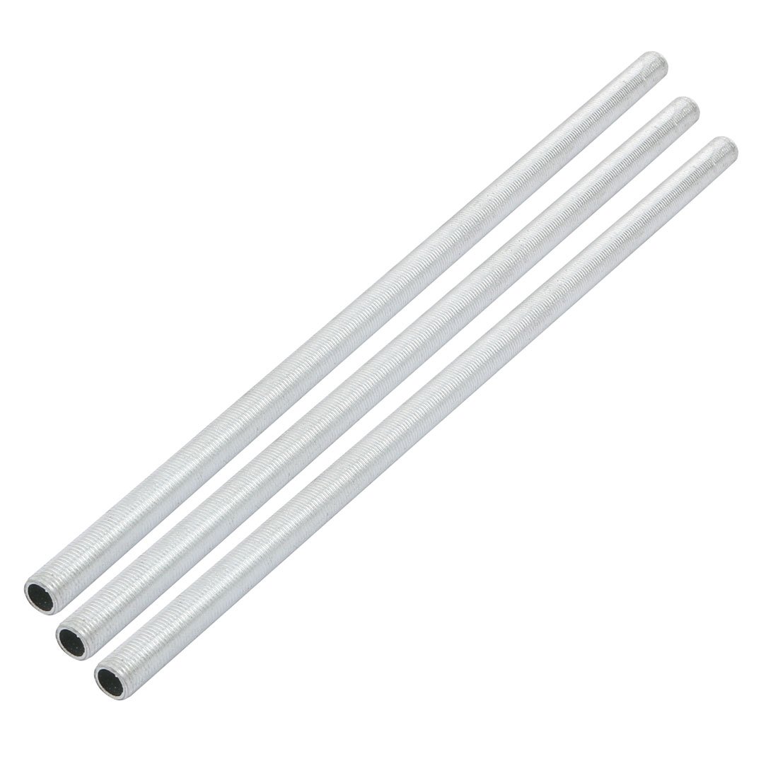Sourcingmap Lamp Pipe Nipple, M10 Thread 280mm Length Hollow Lamps Repair Part Hardware for Lamp Lights, Zinc Plated Silver Tone, Pack of 3