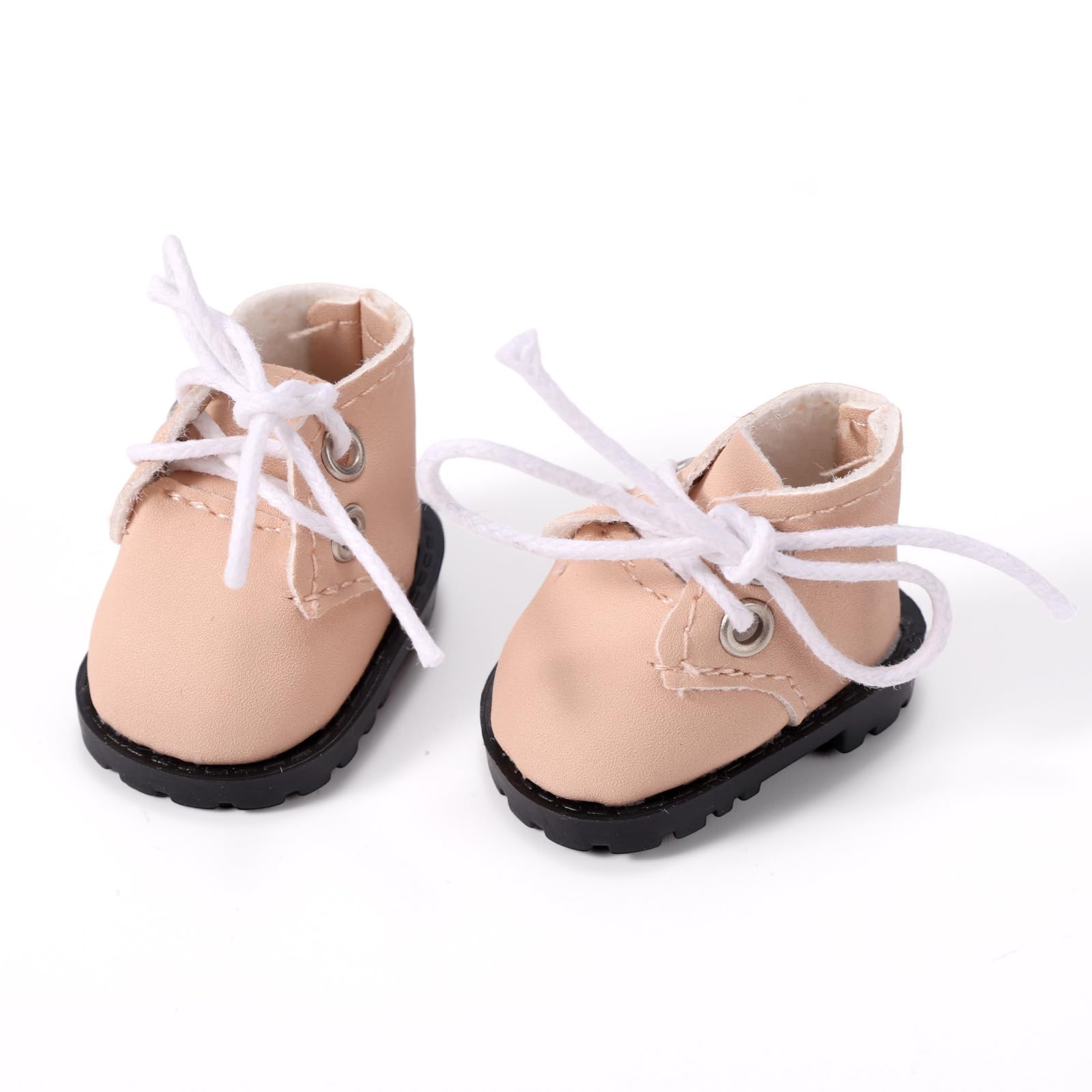 Lyreh Mini Shoes for Dolls, 1.57x0.98in PU Leather Mini Boots Cute Shoes Toy Outfit for Accessories Plush Dolls (Pink)