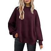 LILLUSORY Women's Oversized Batwing Sweaters 2026 Fall Outfits Trendy Crewneck Knit Side Slit Fashion Pullover Tops