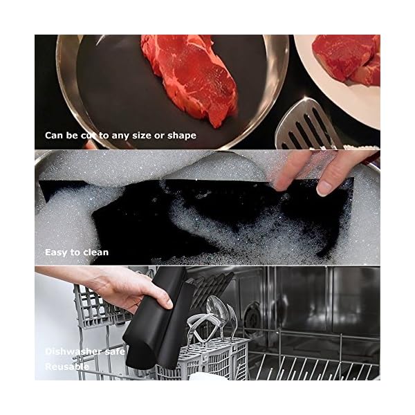 BEEWAY BBQ Grill Mats, Pack of 5 Universal Oven Liners for Bottom of Fan Assisted Ovens - Teflon, Reusable, Washable…